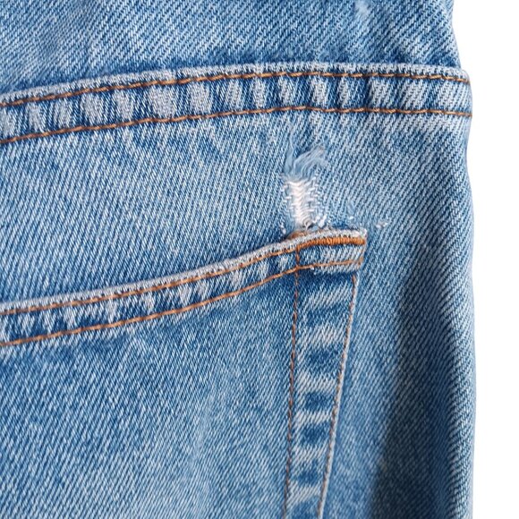 36x30 Vtg Y2K Full Blue Mens Distressed Repaired Vtg Blue Jeans Relaxed Trash - Picture 8 of 10